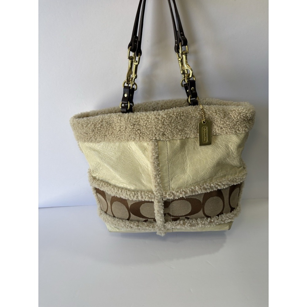 Coach Cream and Brown Tote Bag